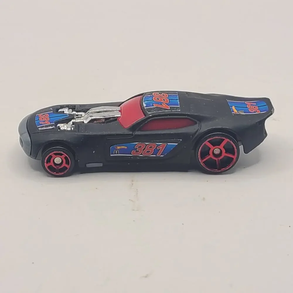 Hot Wheels Car 381 Stickers McDonalds Happy Meal Toy 2009 Black Red Blue